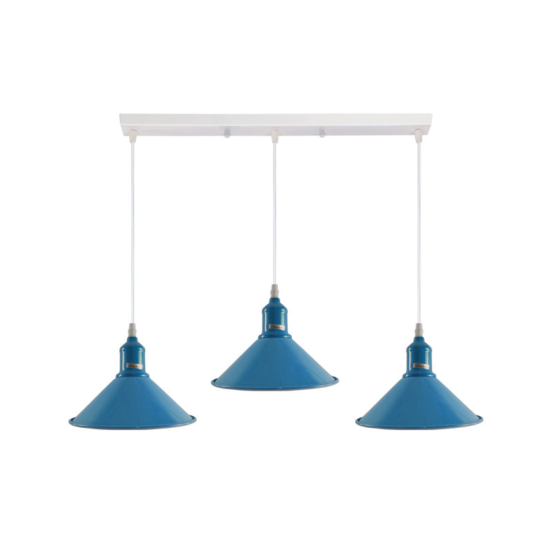 Dutcher 3 - Light Silver Kitchen Island Pendant, Blue, No