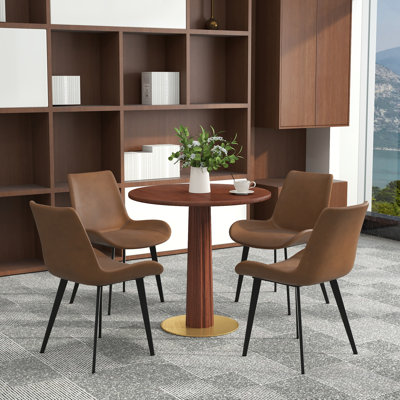 Ensemble de 5 tables de conférence modernes en bois massif, comprenant 4 chaises en similicuir