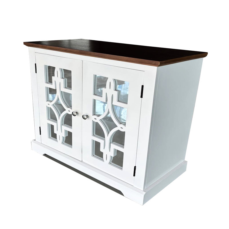 Décoration du vestibule et du salon: armoire en bois massif avec tablette intérieure avec porte miroir, design Mid-Century brun / blanc Essentiel: couleur de la commode décorative, pour les espaces