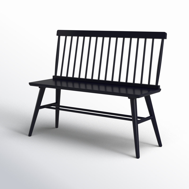 Yatts 41" wide Solid Color Rubberwood Modern Farmhouse Wood Benche Lovseat with Protective Pad, Black