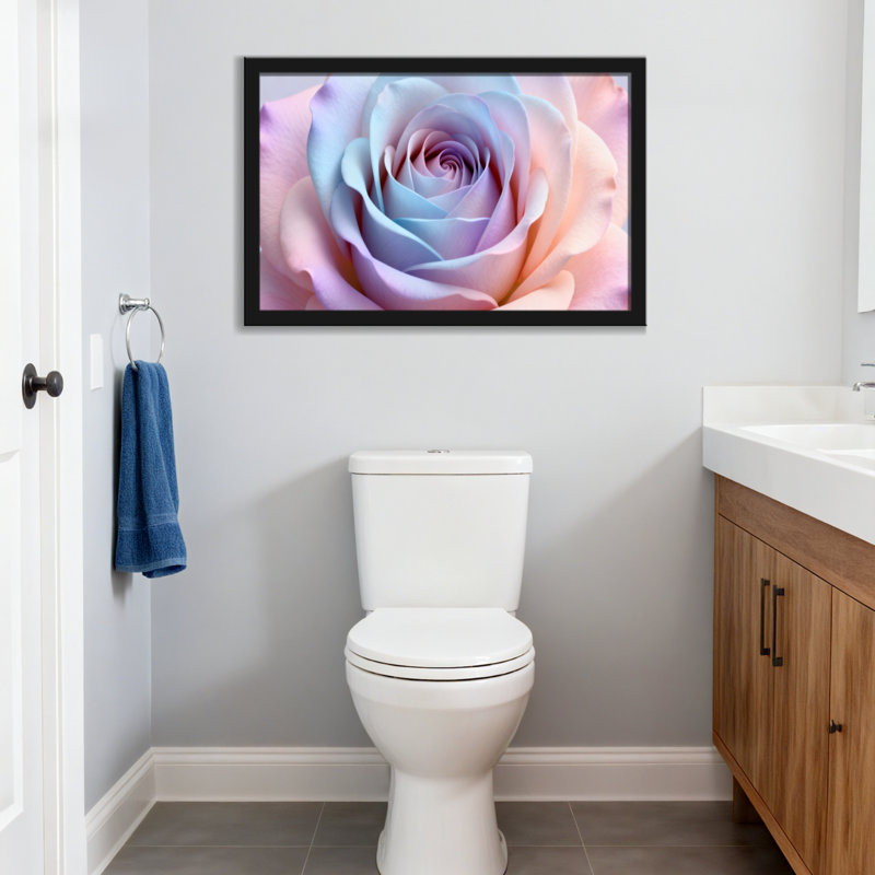 Plantes et fleurs, reproduction de pétales de rose pastel, H 20 po x l 30 po, Noir