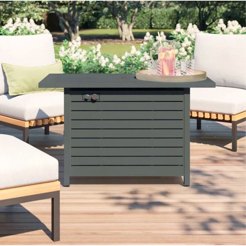 Table de foyer d'extérieur avec couvercle 25 H x 42 W (gris)