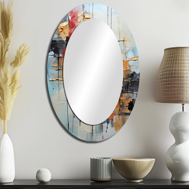 Collage Serenade II - Miroir mural moderne ovale, 36 po x 24 po