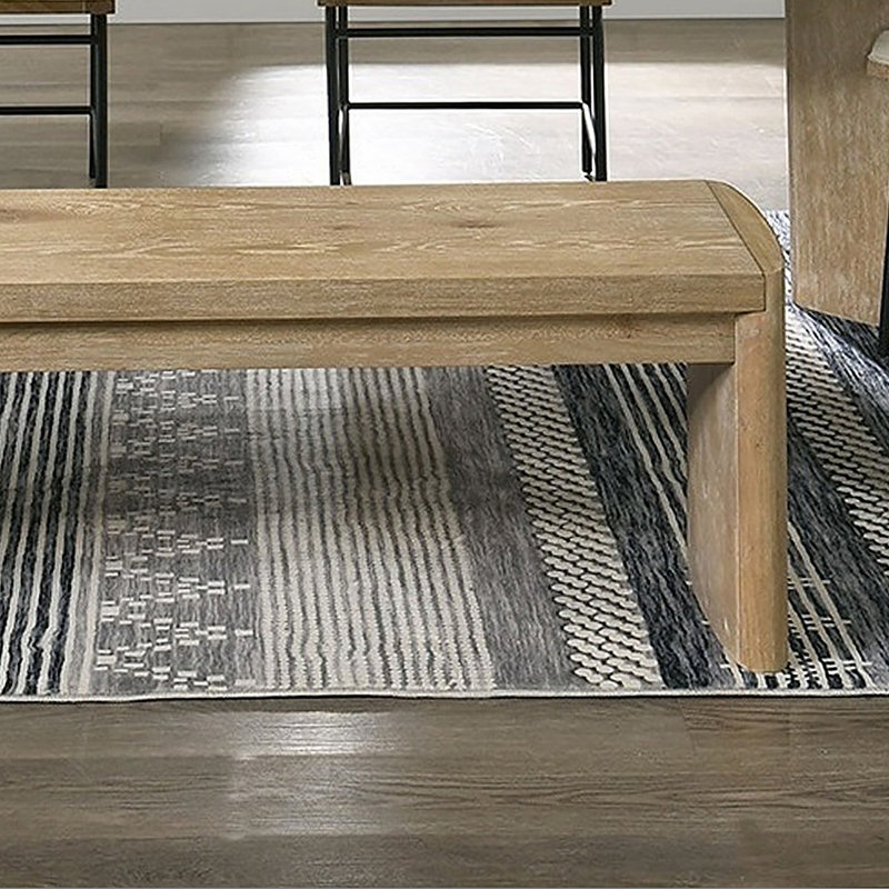 Banc rembourré moderne de style contemporain avec coins arrondis et finition chêne