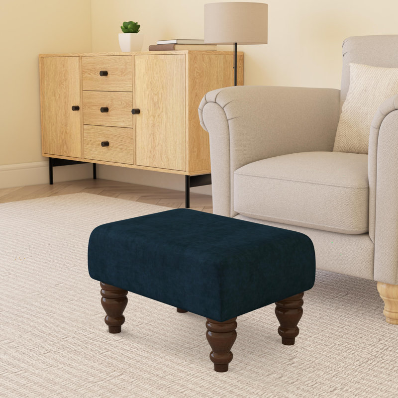 Autryville Wood Turned Leg, Indigo Dark Blue, Mahogany, Velvet