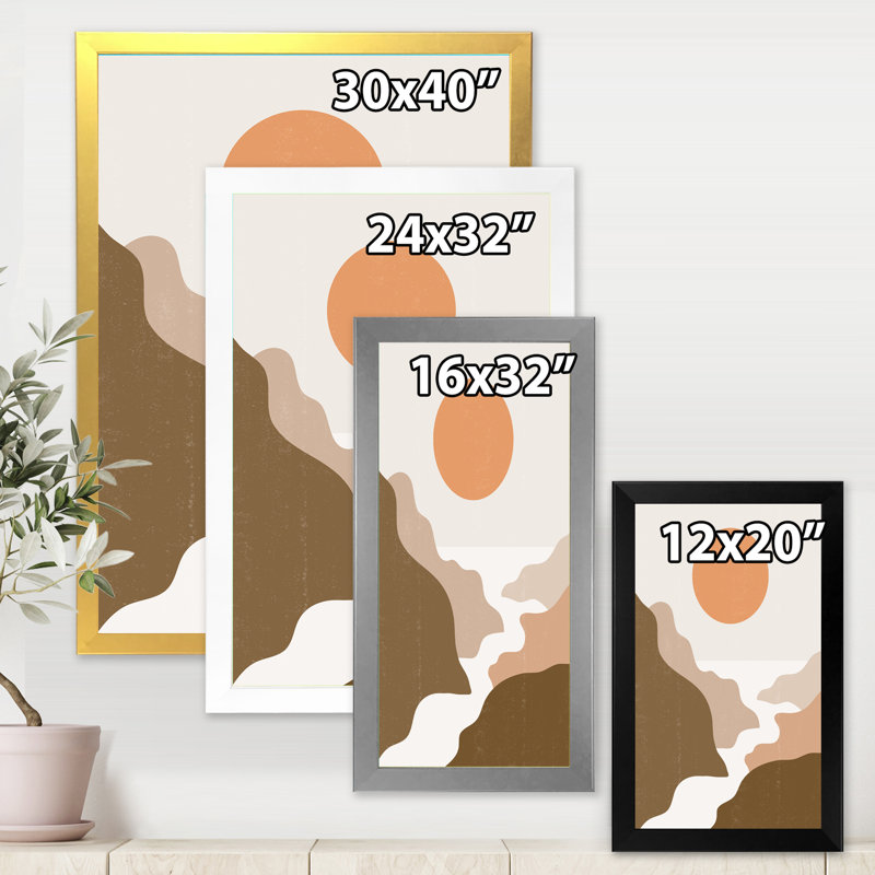 Paysage avec pleine lune dans des tons de terre cuite - Impression sur toile, H 20 po x l 12 po x P 1,5 po