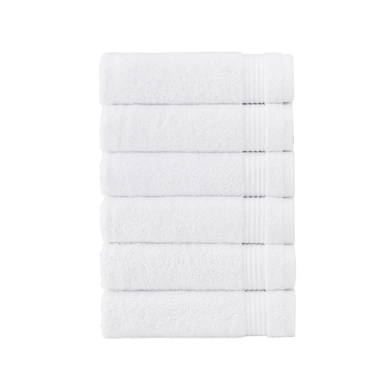 Shannan Turkish Cotton Hand Towels – Highly Absorbent, Quick Dry, Everyday Use, Set of 6, 16"x27", White