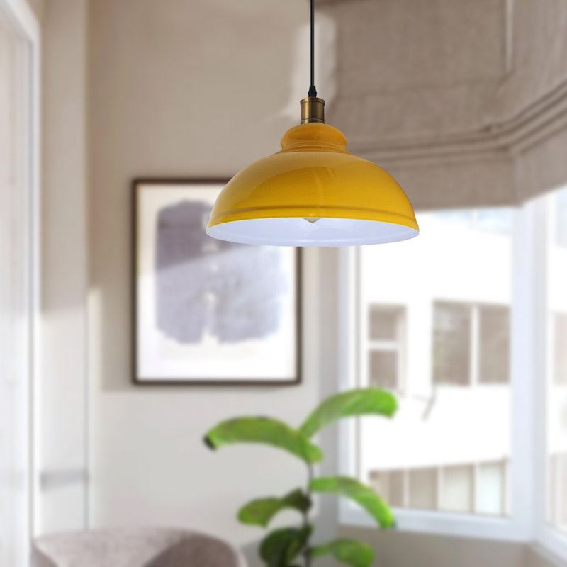 Trabelsi 17cm H Metal Dome Lamp Shade, Yellow
