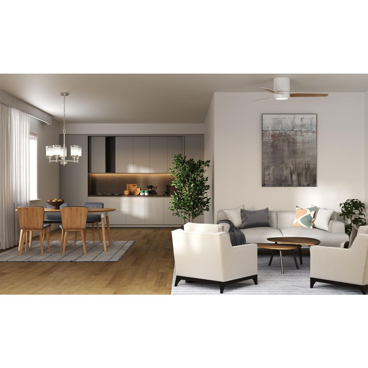 Reyka 44'' 3 Blade Ceiling Fan with LED Light Kit, Satin White