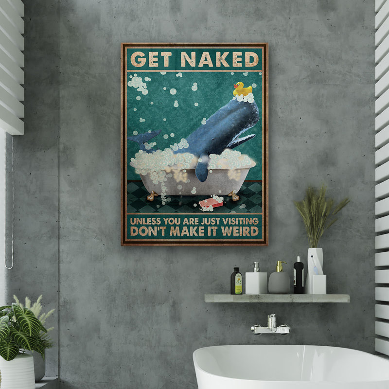 Spermale avec canard en caoutchouc dans la salle de bain - Toile tendue avec une galerie - Napperon