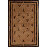 Hand-Knotted High-Quality Beige and Black Area Rug