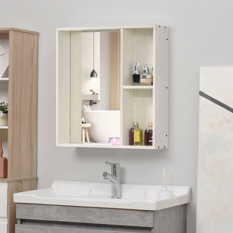 Armoire à pharmacie murale avec miroir 24,75 "x 25,5" pour salle de bain avec miroir - 5 po x 7 po