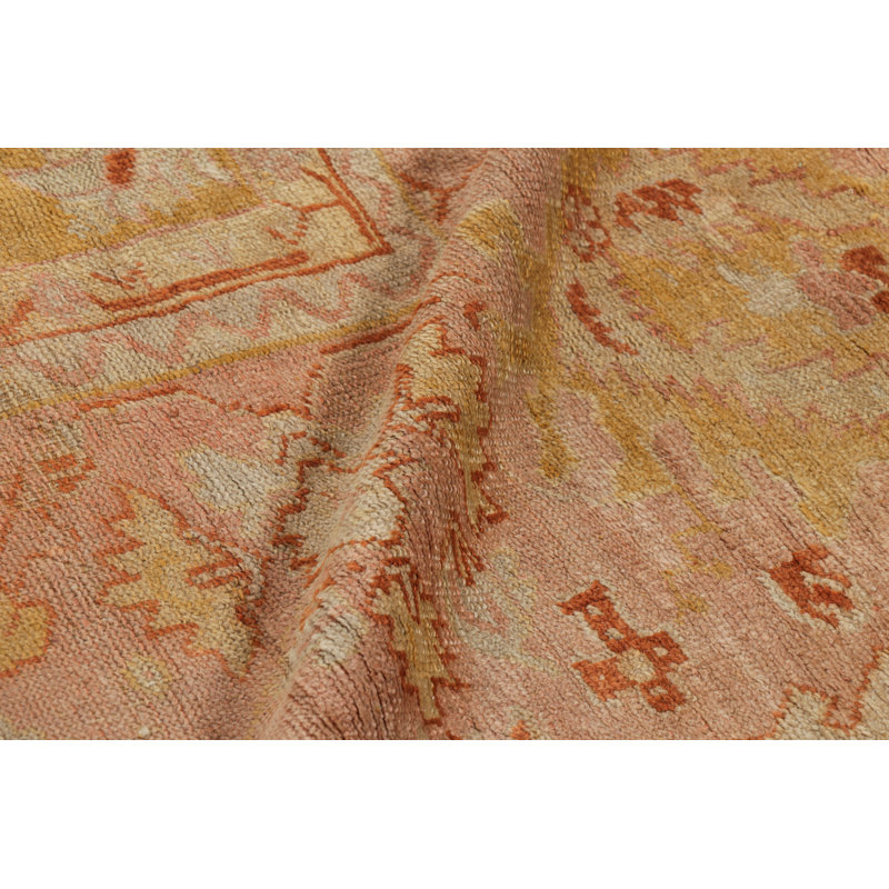 One-of-a-Kind 10'4" X 12'9" 1900s Wool Area Rug in Gold