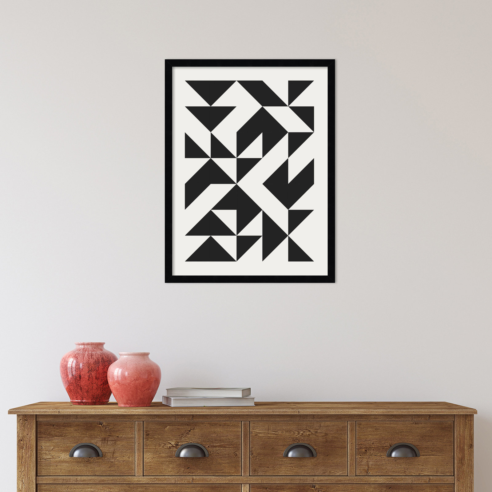 Bauhaus Barn Quilt Black Print, Black, 25" H x 19" W x 1" D