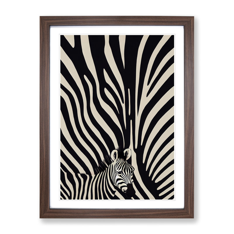 Zebra No.4 Abstract - Single Picture Frame Painting, 46cm H x 34cm W x 2cm D, Walnut