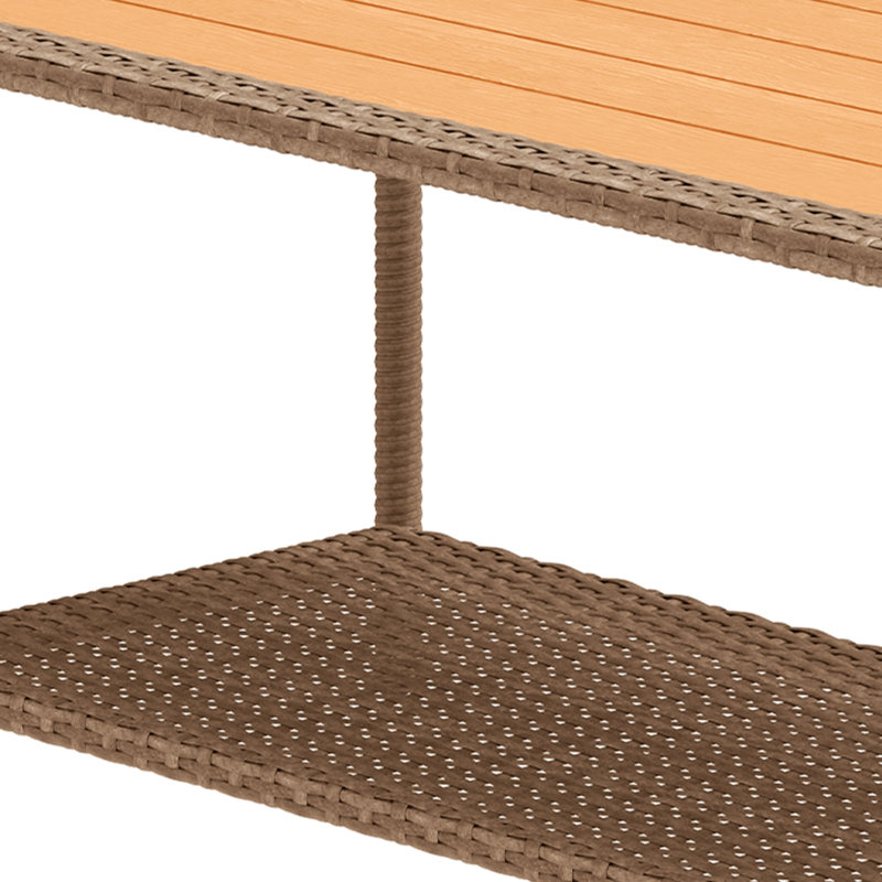 Rectangular All-Weather Wicker Outdoor Coffee Table with Storage