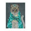 «Gray Cat With Bells, Portrait» par Fab Funky - impression sur toile tendue