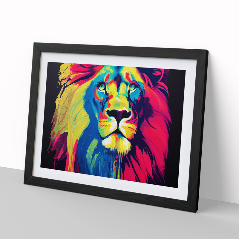 Lion Splash Vol.2 Abstract - Single Picture Frame Painting, Black, 46cm H x 64cm W x 2cm D