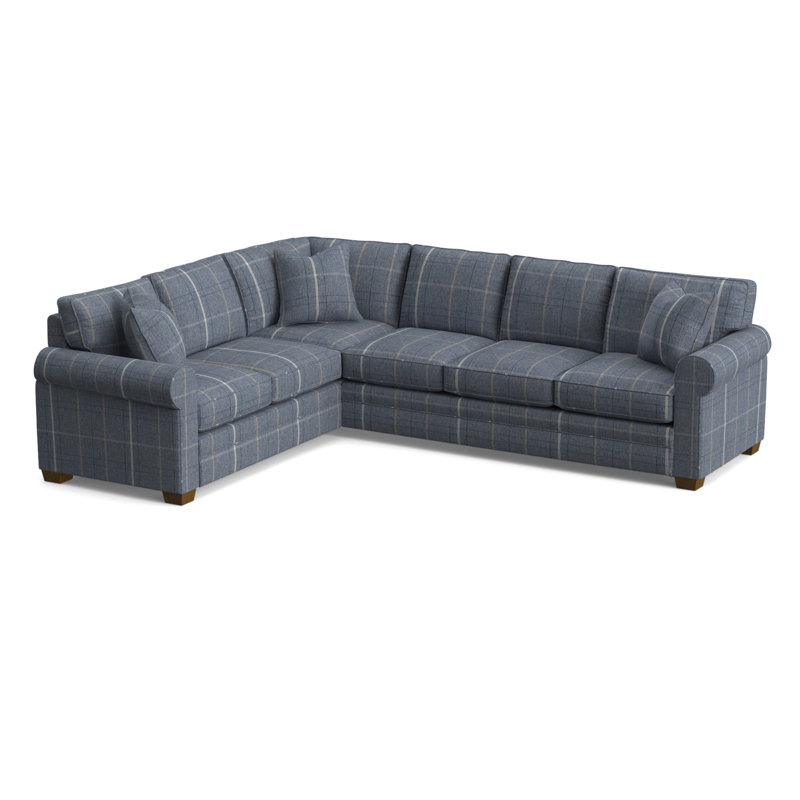 Bedford Sectional, Havana Finish, Lapis Plaid; 0126-63, Left Hand Facing
