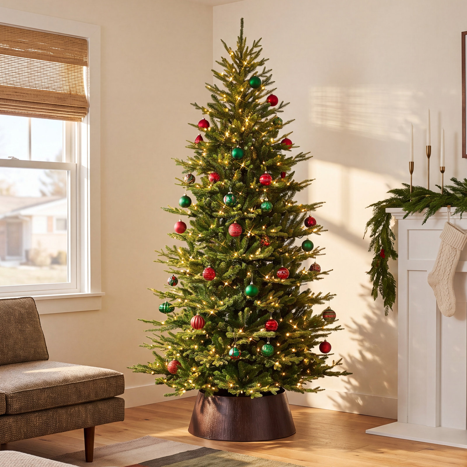 Slim 7.5' Pre-Lit Spruce Christmas Tree