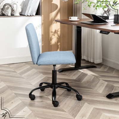 Fauteuil pivotant bleu pour bureau - hauteur réglable, revêtement en tissu respirant, base en métal robuste, coussin en mousse épaisse, 5 coussins bleus doux, rotation 360