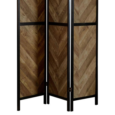 Paravent rustique à chevrons, 3 motifs pour la maison, paravent rustique 71,37 po x 52 po x 0,76 po avec détails qui rehausse l'espace et l'esthétique