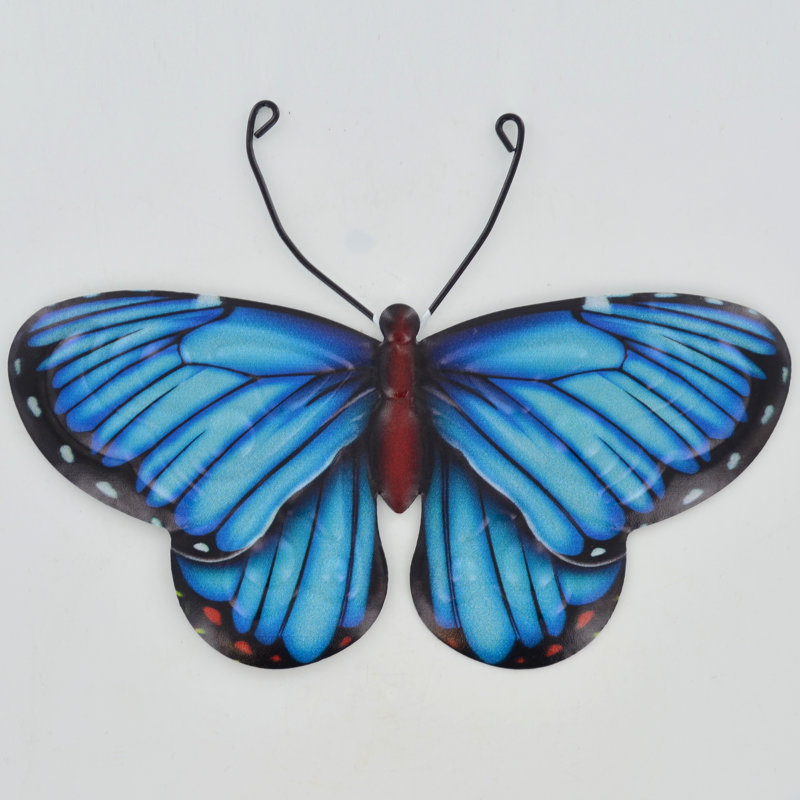 Cuyamaca Insects Weather Resistant Metal Garden Statue, Blue