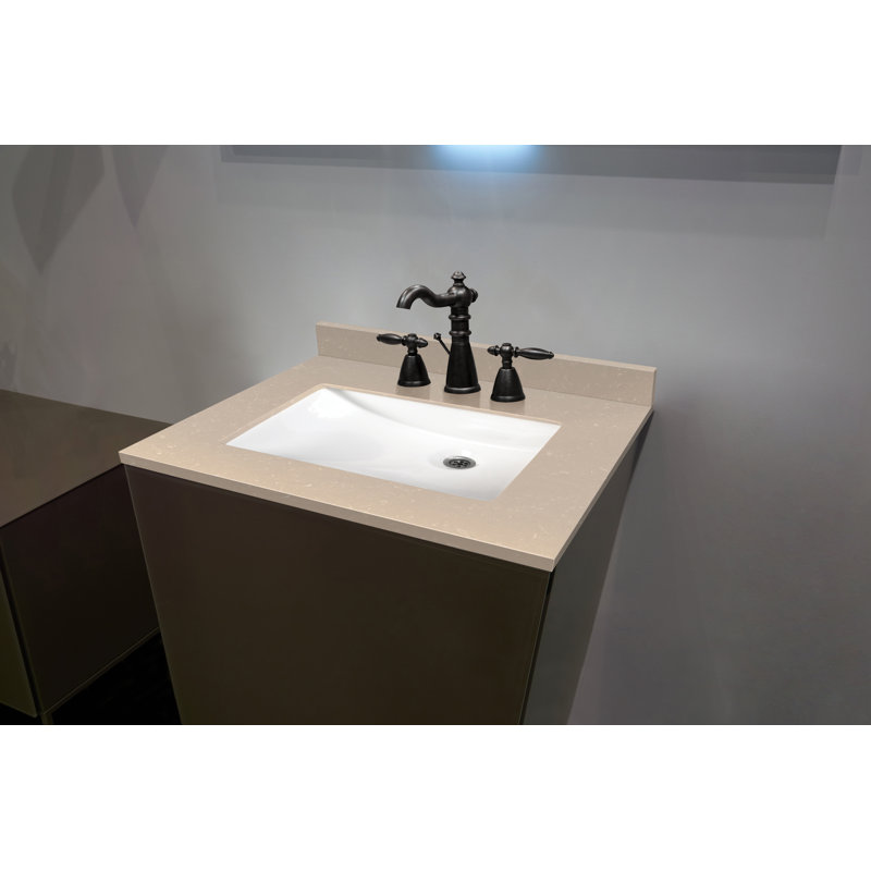 Plateau de meuble-lavabo simple encastré en pierre d'ingénierie 31 po x 22 po LustreLine Lasano Beige, Beige Lasano