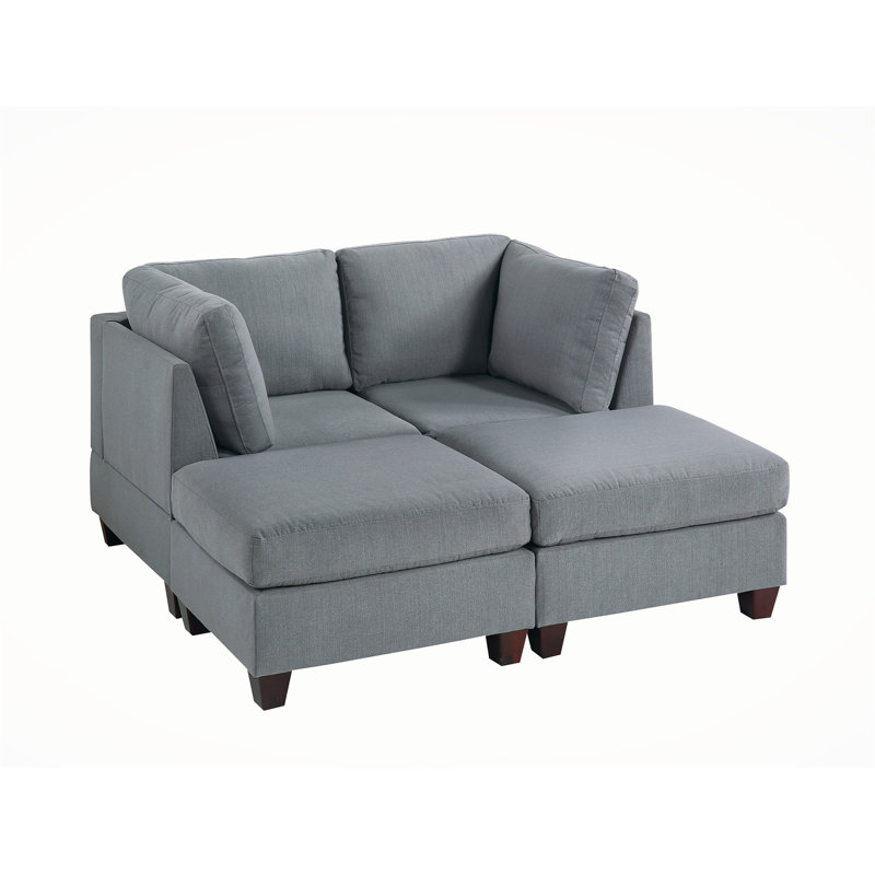 Canapé modulaire 4 pièces Darquize, 100 % polyester gris