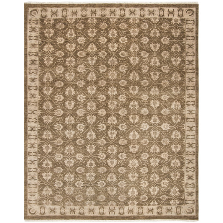 Oushak Oriental Hand-Knotted Wool Brown Area Rug
