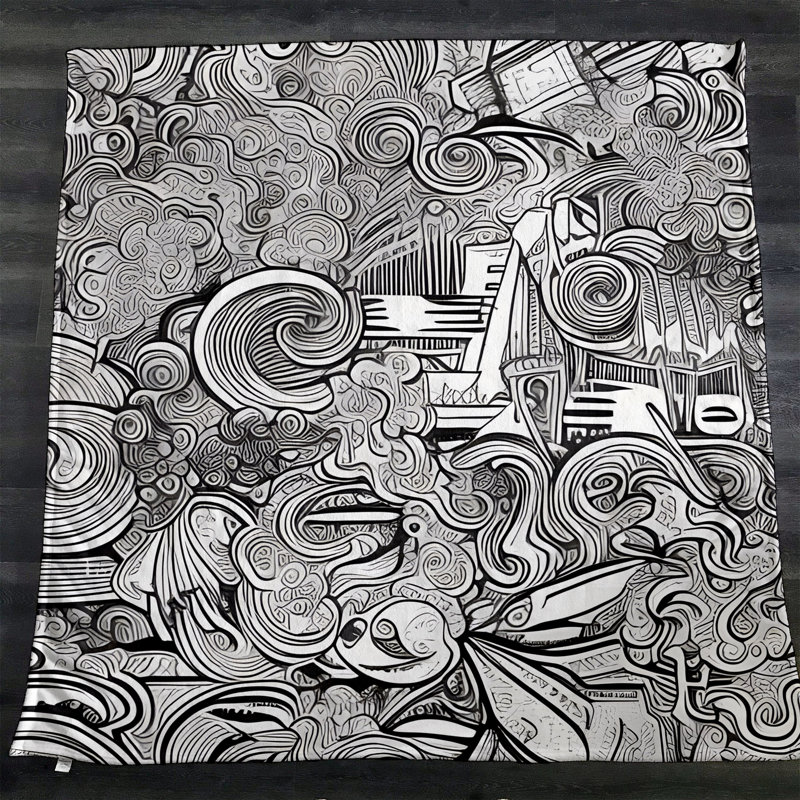 Jeté Ridgley, L 51 po x L 60 po, Noir / blanc, Abstrait