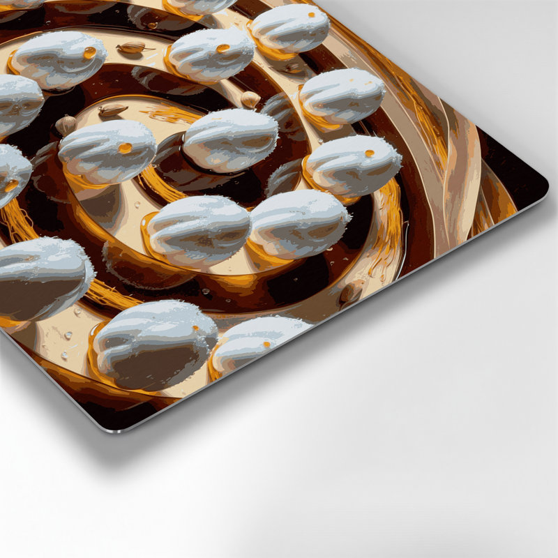 Desserts Rasgulla, art mural en métal brun, H 11 po x l 14 po
