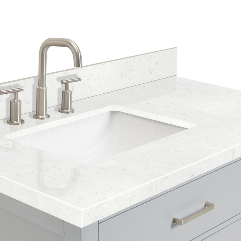 5_ARIEL Bristol 36 Single Sink Bathroom Vanity with Carrara White Quartz, Rectangle, Gray, 42"