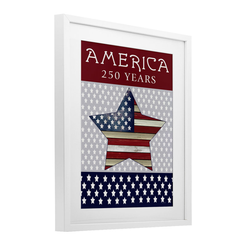 «Historic America 250 Years», reproduction encadrée sous verre, conception de Cindy Jacobs, Cadre blanc côtier