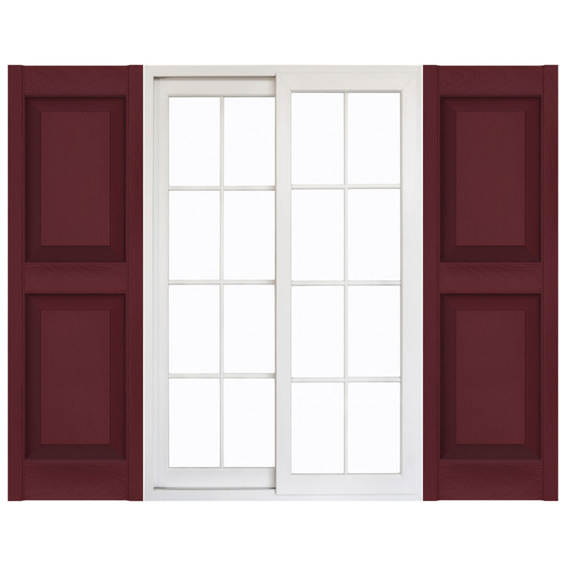 Mid-America Vinyl, Custom Two Equal Panels, Raised Panel Shutters, w/Installation Shutter-Lok's