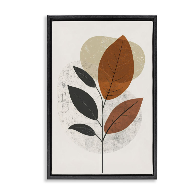  «Autumnal Neutral Leaves» par LSR Design Studio, Cadre flottant noir de jais, H 25 po x l 17 po
