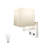 LED Wall Sconce, Rectangular Design with E26 Bulb, Brushed Nickel Finish, USB Port & Fabric Shade, Easy Installation