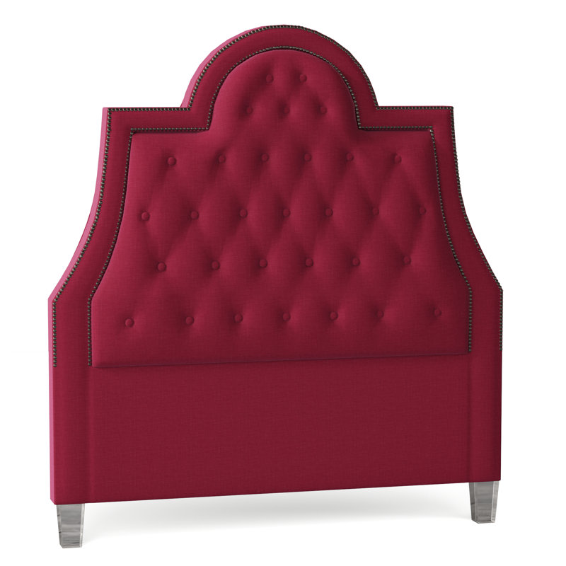 Tête de lit tapissier Amanda, Grand, Fuchsia Tess, Acajou brun