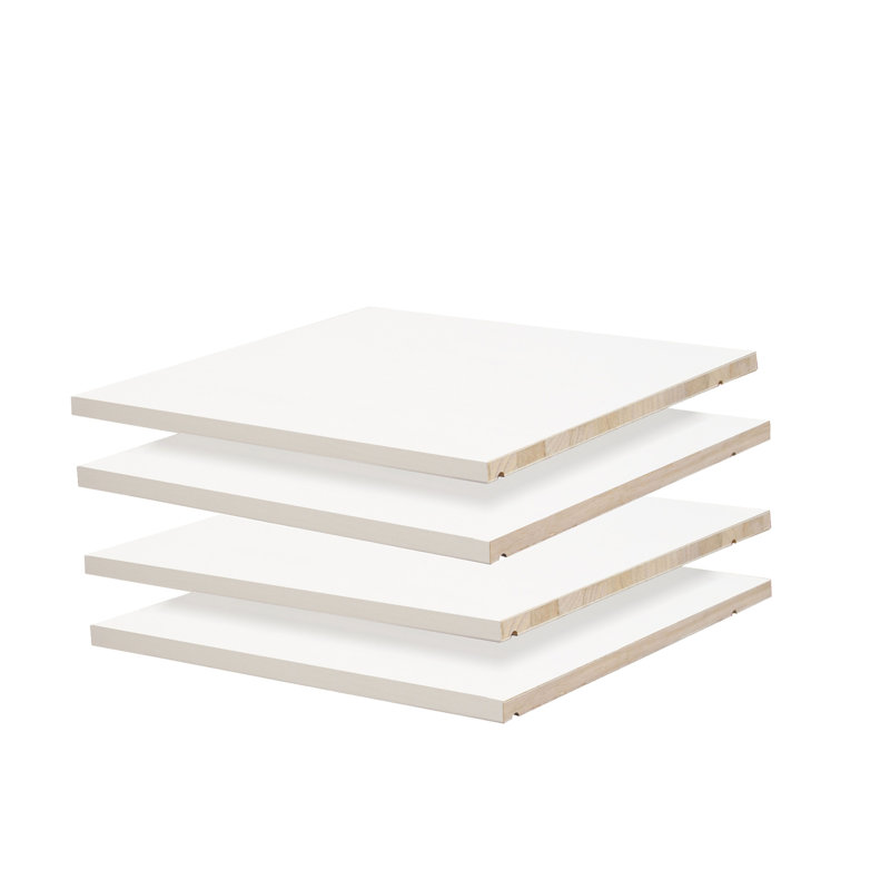 Musman 100% Solid Wood Set of 4 Small Shelves for Family Wardrobe, White