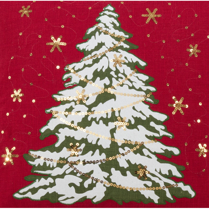 Red LED Christmas Tree Poly Filled Throw Pillow