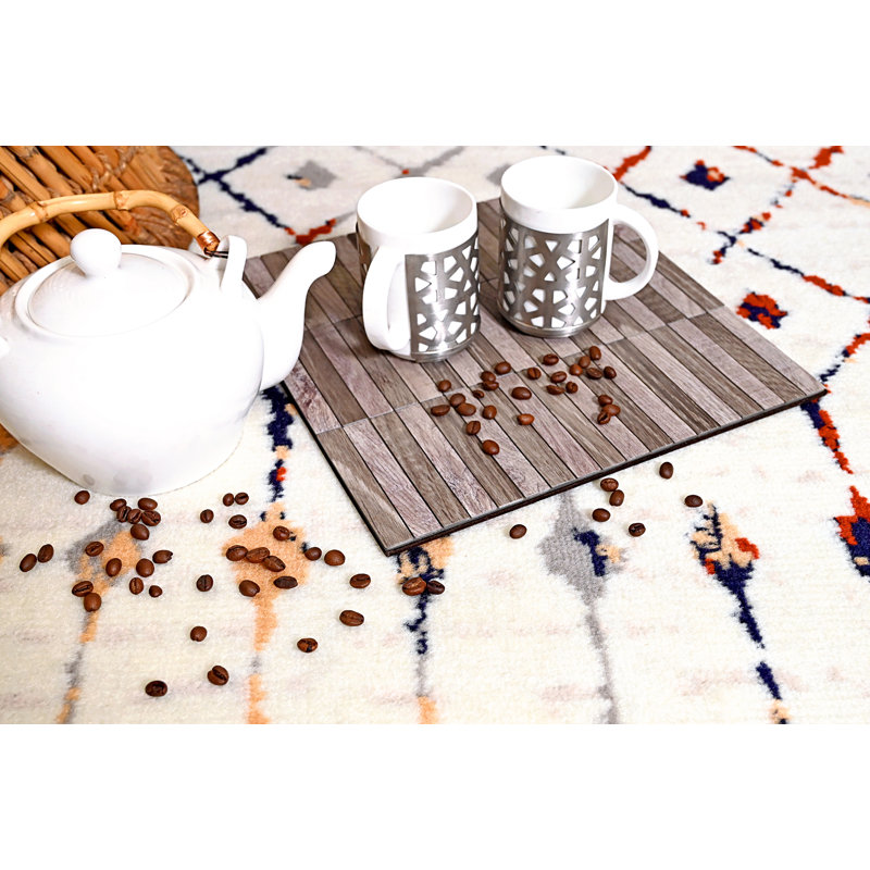 Tapis beige Geometric, Rectangle 2 pi x 4 pi