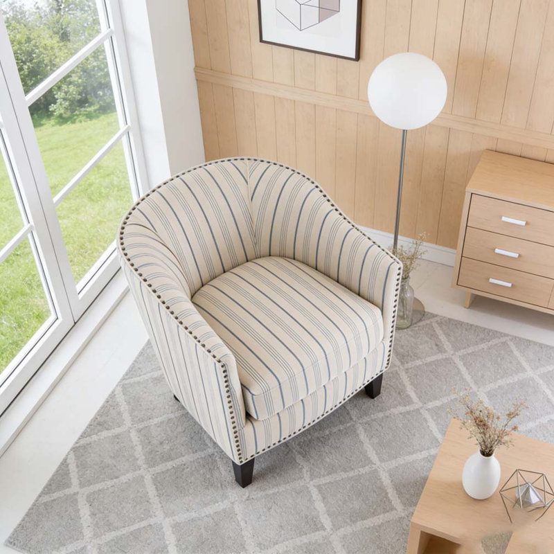 Upholstered Stripe Barrel Chair