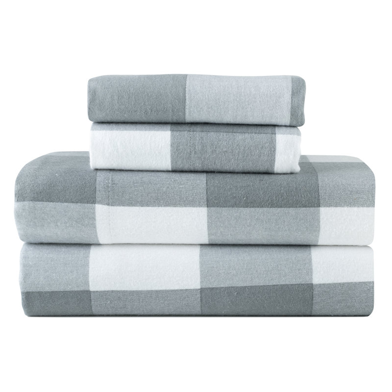 Pointehaven 180 GSM Brushed Cotton Flannel Deep Pocket Sheet Set Full Urban Plaid, Urban Plaid, Full