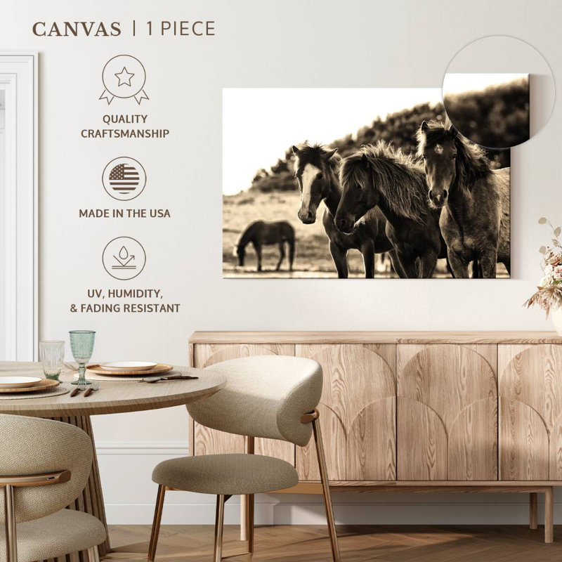 Horses Three Sepia, 32" H x 48" W