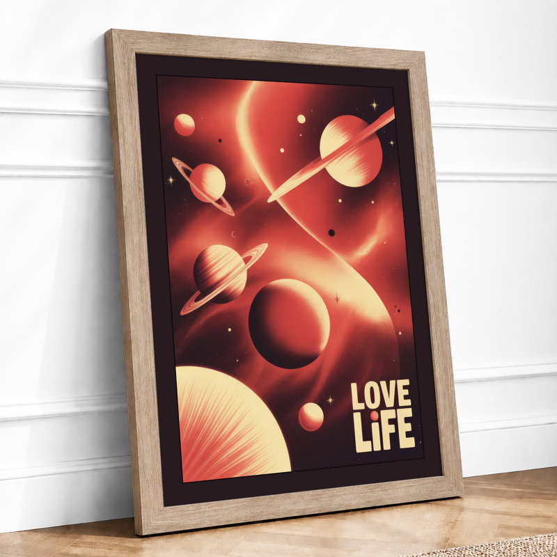 Love Life Cosmic Modern - Framed Print, A1 - 84.1 x 59.4 cm, Oak