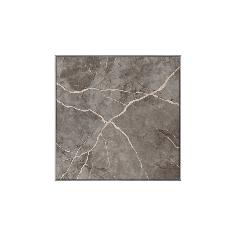 Machine Washable Gray Area Rug, Square 6'