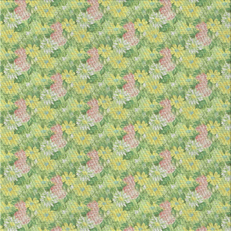 Tapis vert à motif floral Kajol, Carré 8 pi