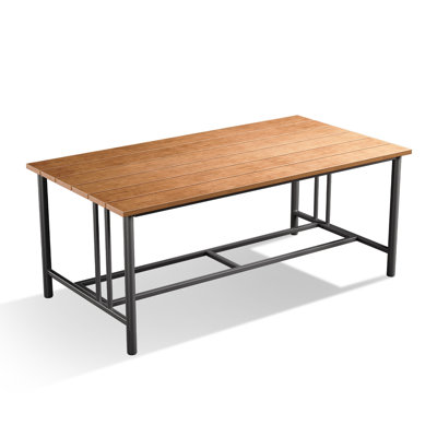 Coan Archlebov Powder-Coated Steel Frame Yellow Rectangular Outdoor Patio Coffee Table by Latitude Run