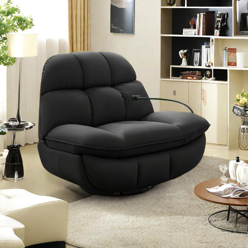 One-Click Recliner with Storage Arms, Black