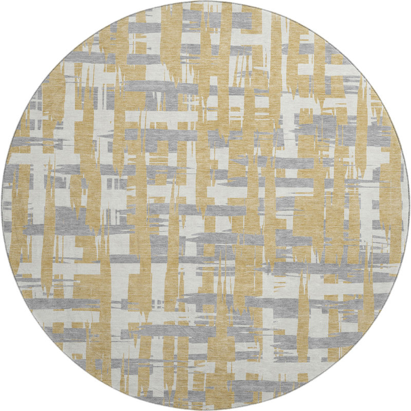 Premium Machine Washable Chelston AMF1849 Stripes Rug, Round 8'